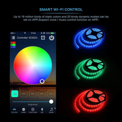 Marvelights RGB LED Strip Lights – Wi-Fi Smart App Controlled Kit