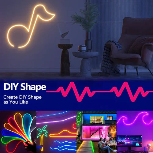 RGB Neon Rope Lights – IP67 Waterproof, Bluetooth APP Control, Flexible Silicone