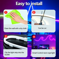 RGB Neon Rope Lights – IP67 Waterproof, Bluetooth APP Control, Flexible Silicone