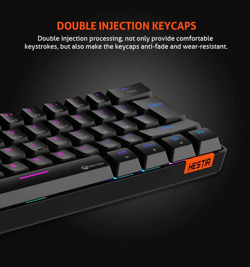 MEETION MK005 RGB Mini 61 Keys Mechanical Gaming Keyboard – Blue Switch – Black