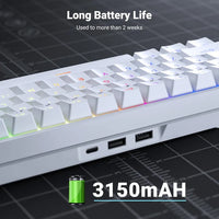 RK Royal Kludge RK68 (RK837) 65% Triple Mode Mechanical Gaming Keyboard – RGB – White