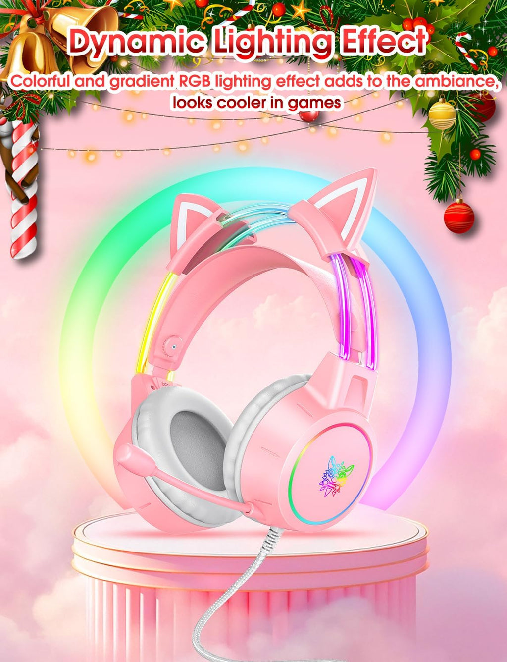 ONIKUMA X15 PRO RGB Gaming Headset | Cat Ear Design & Noise Cancelling Mic
