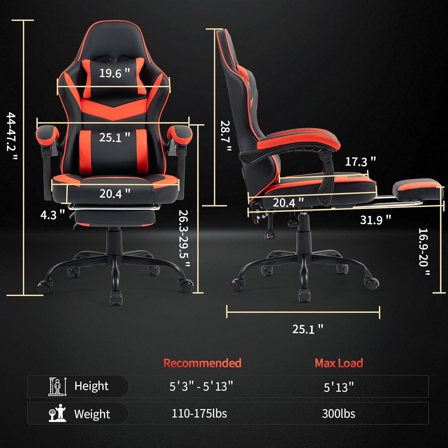 Deadskull Gaming Chair with Footrest
