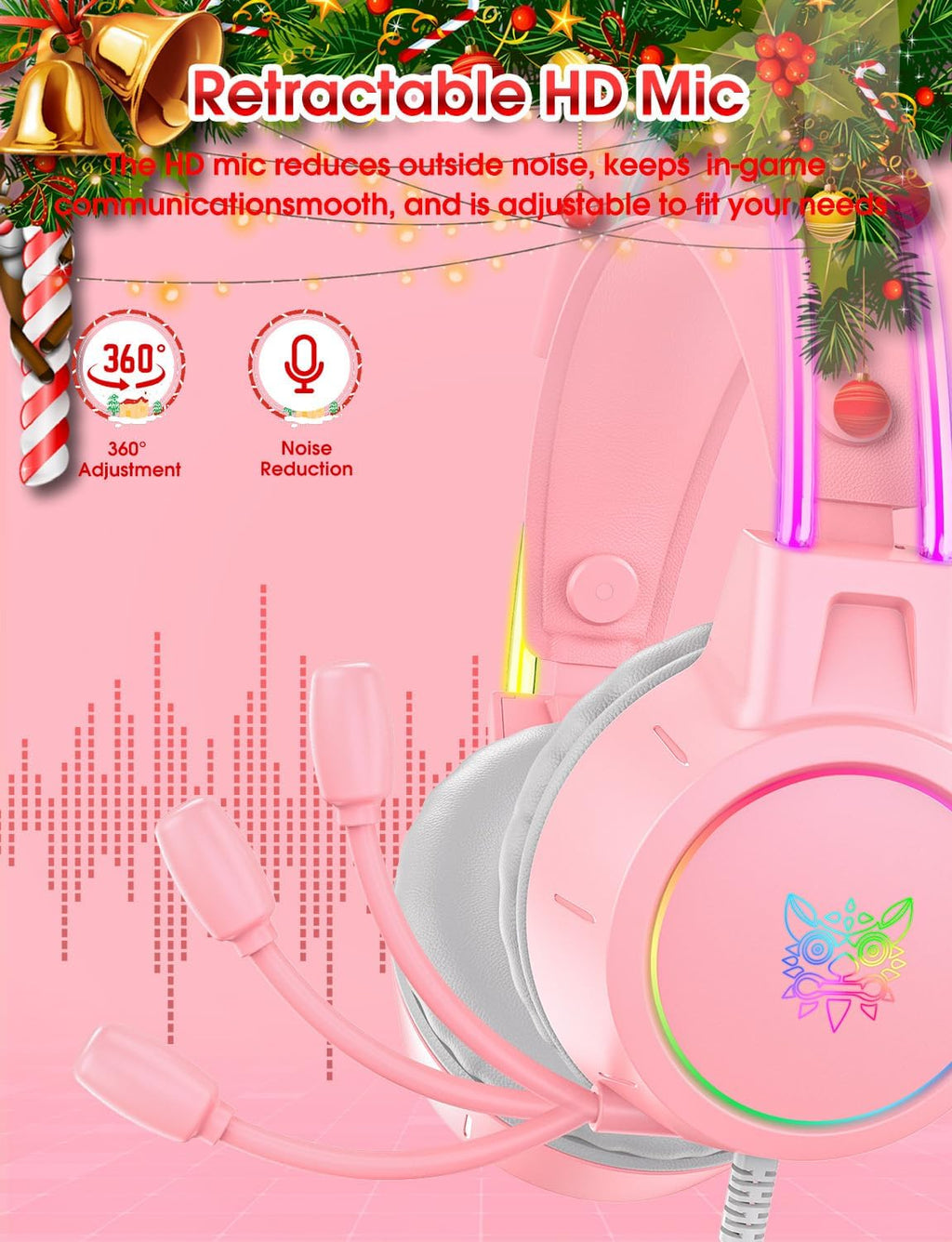 ONIKUMA X15 PRO RGB Gaming Headset | Cat Ear Design & Noise Cancelling Mic