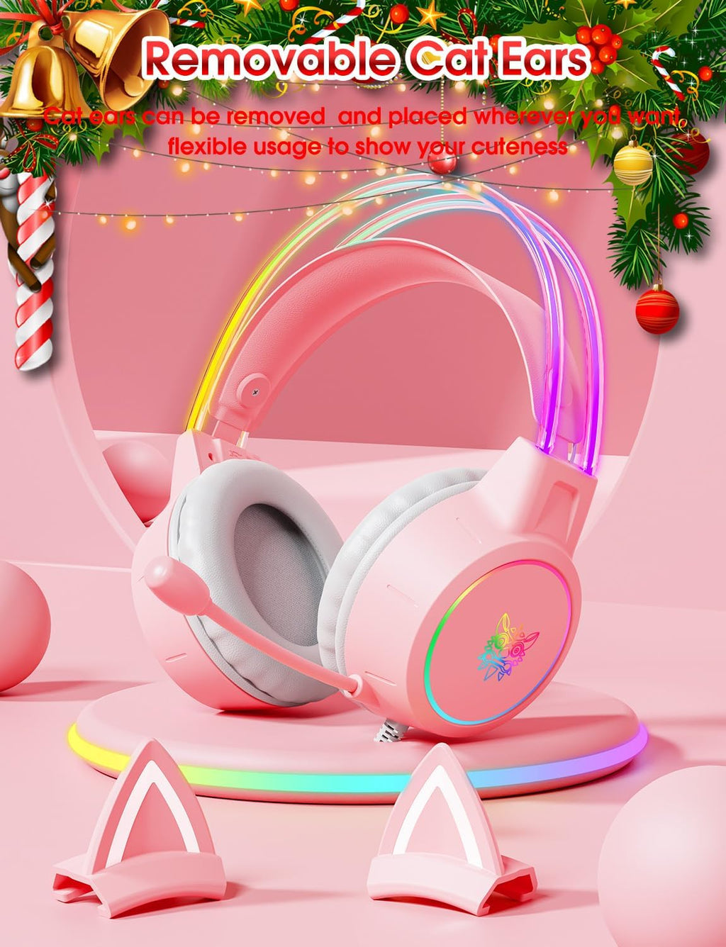 ONIKUMA X15 PRO RGB Gaming Headset | Cat Ear Design & Noise Cancelling Mic