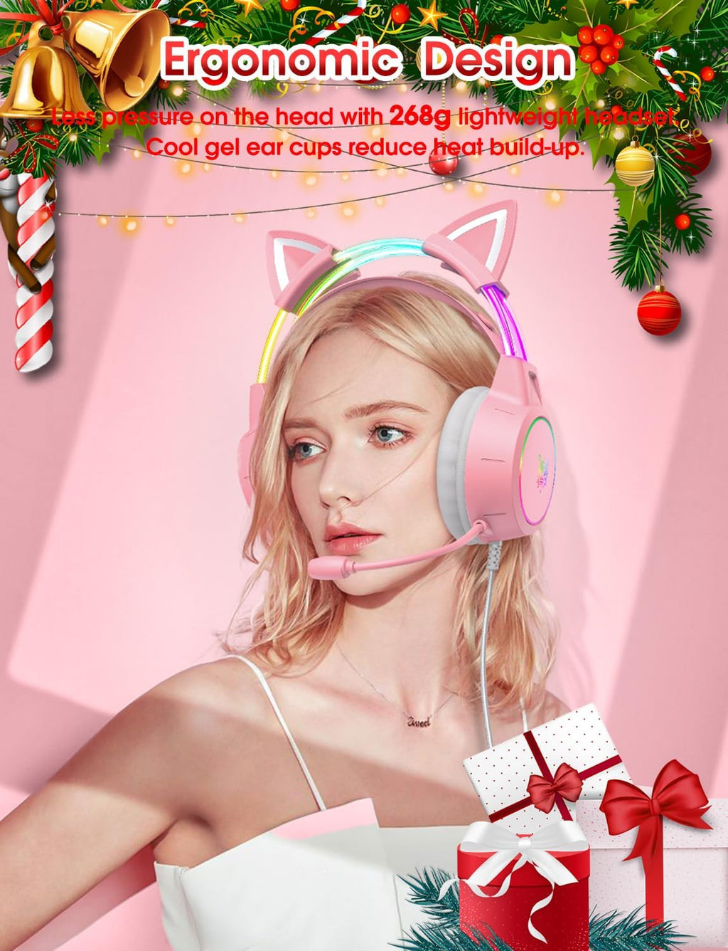 ONIKUMA X15 PRO RGB Gaming Headset | Cat Ear Design & Noise Cancelling Mic