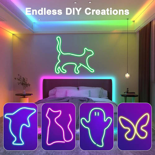 RGB Neon Rope Lights – IP67 Waterproof, Bluetooth APP Control, Flexible Silicone