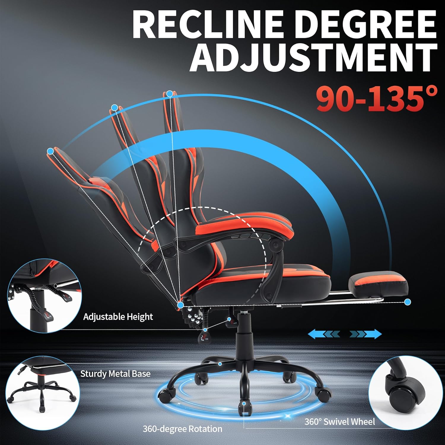 Deadskull Gaming Chair with Footrest