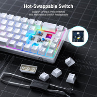RK Royal Kludge RK68 (RK837) 65% Triple Mode Mechanical Gaming Keyboard – RGB – White