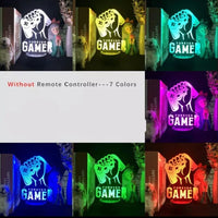 Gaming Room Desk Setup Lighting Decor 3D Visual LED Night Lamp - 7 Color Change