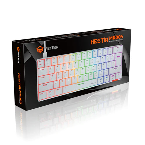 MEETION MK005 RGB Mini 61 Keys Mechanical Gaming Keyboard – Blue Switch – White