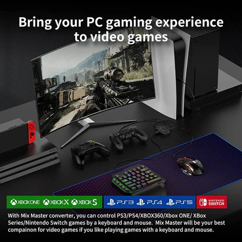 MIX Master Convertor Set – RGB Gaming Keyboard & Mouse Combo for PS3 / PS4 / PS5 / Xbox One / Xbox Series X/S / Nintendo Switch