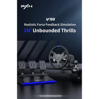 PXN V99 Gaming Steering Wheel – 3.2Nm Force Feedback, 270/900° Rotation, Hall Magnetic Pedals & 6+1 Gear Shift for PC / PS5 / PS4 / PS3 / Xbox