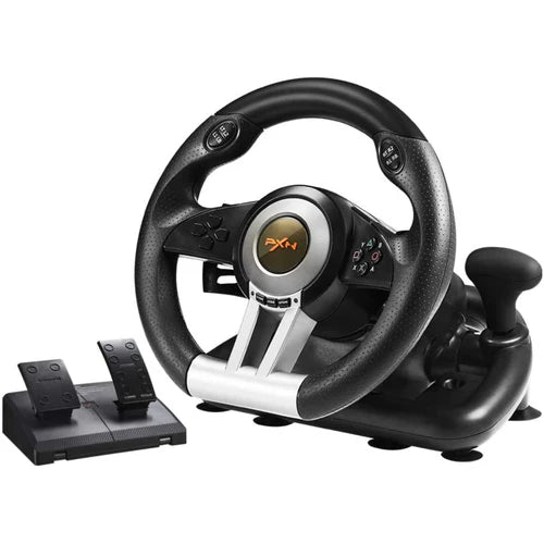 PXN V3 Pro 180 Degree Steering Wheel with Pedals, Vibration Feedback fot for PC, PS3, PS4, Xbox One & Series XS, Nintedno Switch - Black