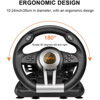 PXN V3 Pro 180 Degree Steering Wheel with Pedals, Vibration Feedback fot for PC, PS3, PS4, Xbox One & Series XS, Nintedno Switch - Black