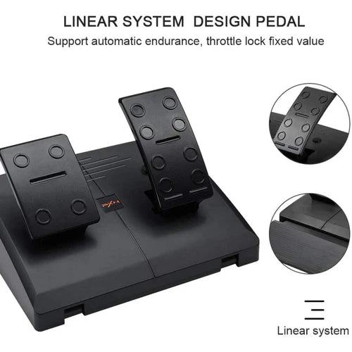 PXN V3 Pro 180 Degree Steering Wheel with Pedals, Vibration Feedback fot for PC, PS3, PS4, Xbox One & Series XS, Nintedno Switch - Black