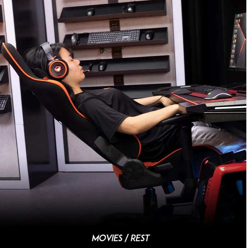 MeeTion CHR25 Gaming E-Sport Chair with Footrest – Black & Orange