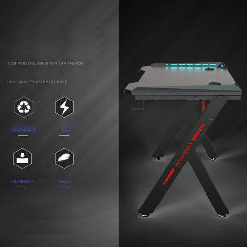 R5 RGB Gaming Desk with LED Lights, Headset Holder & Cup Holder – 120cm