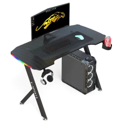 KY Gaming Desk with LED Lights, Headset Holder & Cup Holder – 140cm