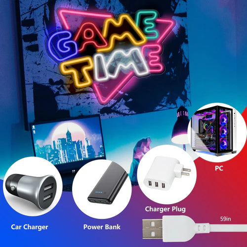 LED Neon Sign for Wall Decor – Game Time (39×32 cm)