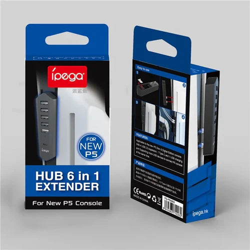 Ipega High-Speed 6-Port USB Expansion Hub for PS5 Slim & PS5 Pro