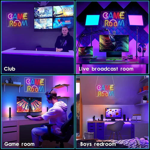 LED Neon Sign for Wall Decor – Game Room (27×18 cm)