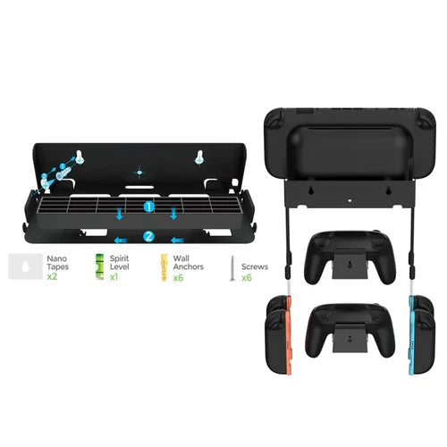 DOBE TNS-31113 – Wall Mount Bracket for Nintendo Switch & Switch OLED | Controller Hanger with Game Card Storage
