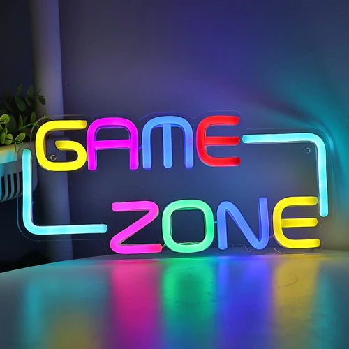 LED Neon Sign for Wall Decor – Game Zone (30×14 cm)