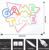 LED Neon Sign for Wall Decor – Game Time (39×32 cm)