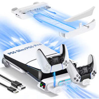 Horizontal Cooling Stand and Charging Station for PS5 Pro & PS5 Slim (Disc/Digital Edition)