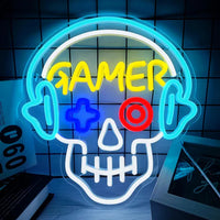 LED Neon Sign for Wall Decor – Gamer Skull (33×31 cm)