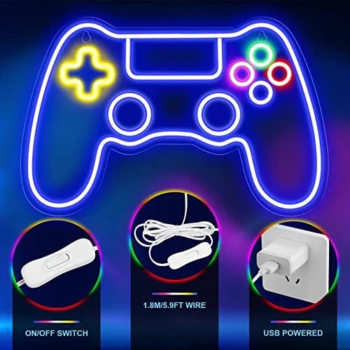 LED Neon Sign for Wall Decor – Game Controller (40×26 cm)
