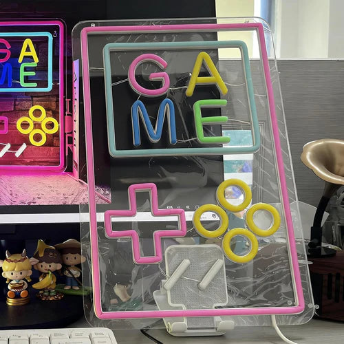 LED Neon Sign for Wall Decor – Handheld Game (38×25 cm)