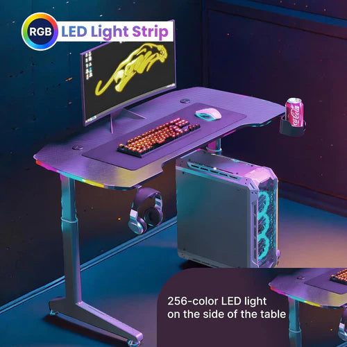 YY Ergonomic Manual Height Adjustable RGB Gaming Sit-Stand Desk