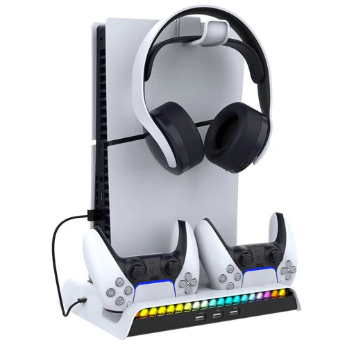 Ipega RGB Vertical Stand with Cooling Fan & Controller Charger for PS5 Slim & PS5 Pro – PG-P5S006