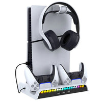 Ipega RGB Vertical Stand with Cooling Fan & Controller Charger for PS5 Slim & PS5 Pro – PG-P5S006