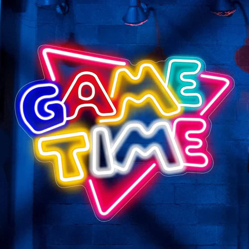 LED Neon Sign for Wall Decor – Game Time (39×32 cm)