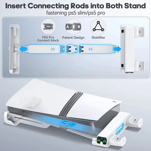 Horizontal Cooling Stand and Charging Station for PS5 Pro & PS5 Slim (Disc/Digital Edition)