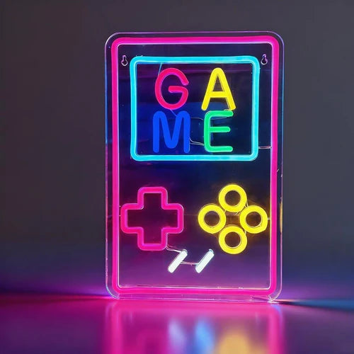 LED Neon Sign for Wall Decor – Handheld Game (38×25 cm)