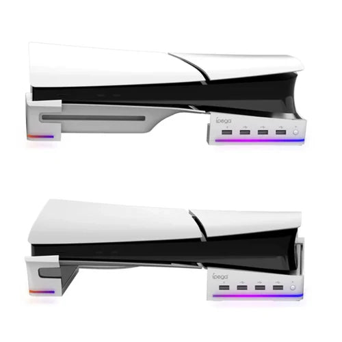 IPEGA RGB Horizontal Stand with 4 USB Ports for PS5 Slim & PS5 Pro – PG-P5S021