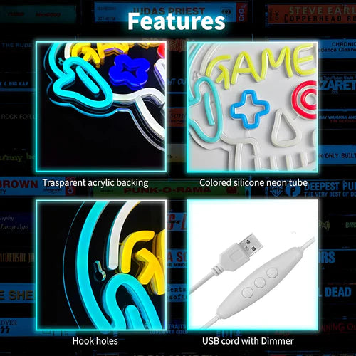 LED Neon Sign for Wall Decor – Gamer Skull (33×31 cm)