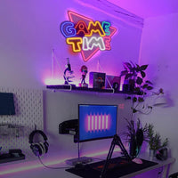LED Neon Sign for Wall Decor – Game Time (39×32 cm)
