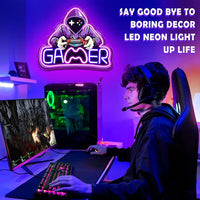 LED Neon Sign for Wall Decor – Gamer (37×31 cm)