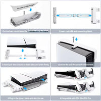 Horizontal Cooling Stand and Charging Station for PS5 Pro & PS5 Slim (Disc/Digital Edition)