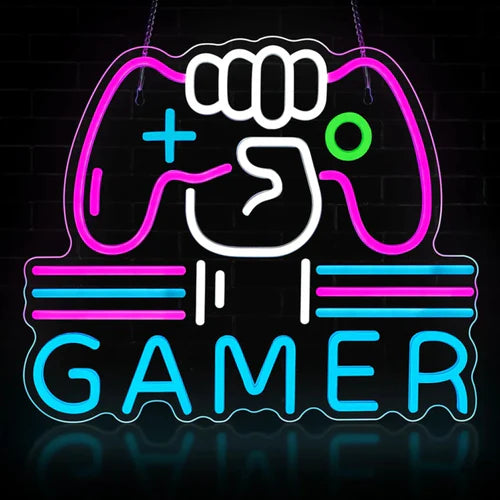 LED Neon Sign for Wall Decor – Gamer (39×32 cm)
