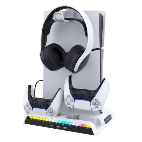 Ipega RGB Vertical Stand with Cooling Fan & Controller Charger for PS5 Slim & PS5 Pro – PG-P5S006