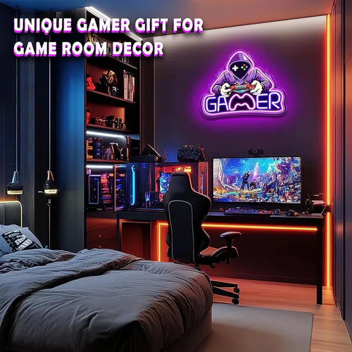 LED Neon Sign for Wall Decor – Gamer (37×31 cm)