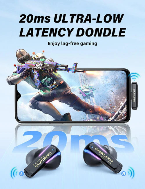 ONIKUMA T27 Dual Wireless Gaming Earbuds – 2.4G / Bluetooth with ENC Microphone