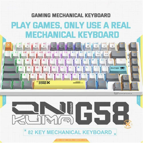 Onikuma G58 White Mechanical Gaming Keyboard – 82 Keys RGB