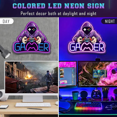 LED Neon Sign for Wall Decor – Gamer (37×31 cm)